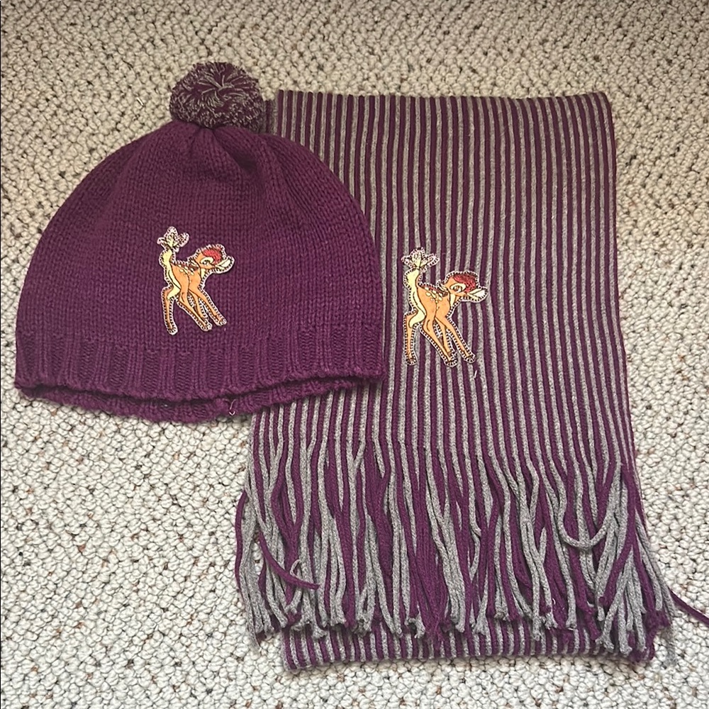 Disney Purple and Gray Hat with Fringe Detailing